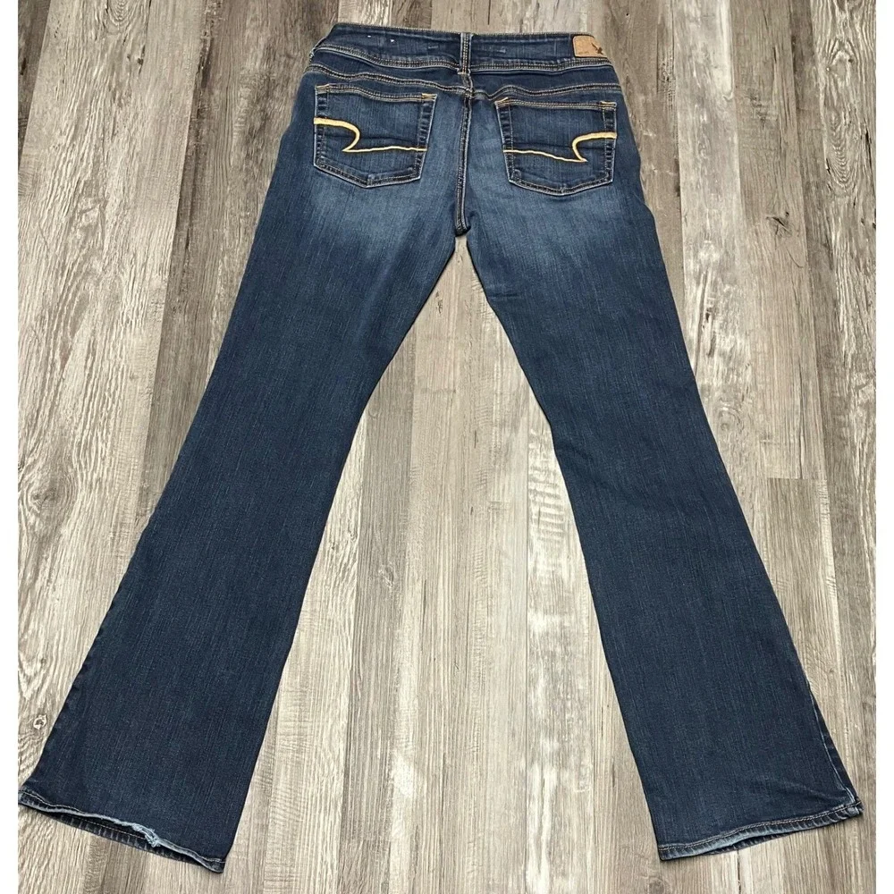 American Eagle Outfitters Kick Boot Jeans Womens Size 6 Dark Wash Denim - Picture 2 of 7